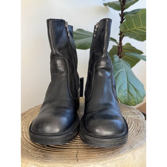 Harley Davidson Pavement 6” Black Leather Chunky Bootie Moto 8.5 8 1/2 Y2K Women - Picture 2 of 11